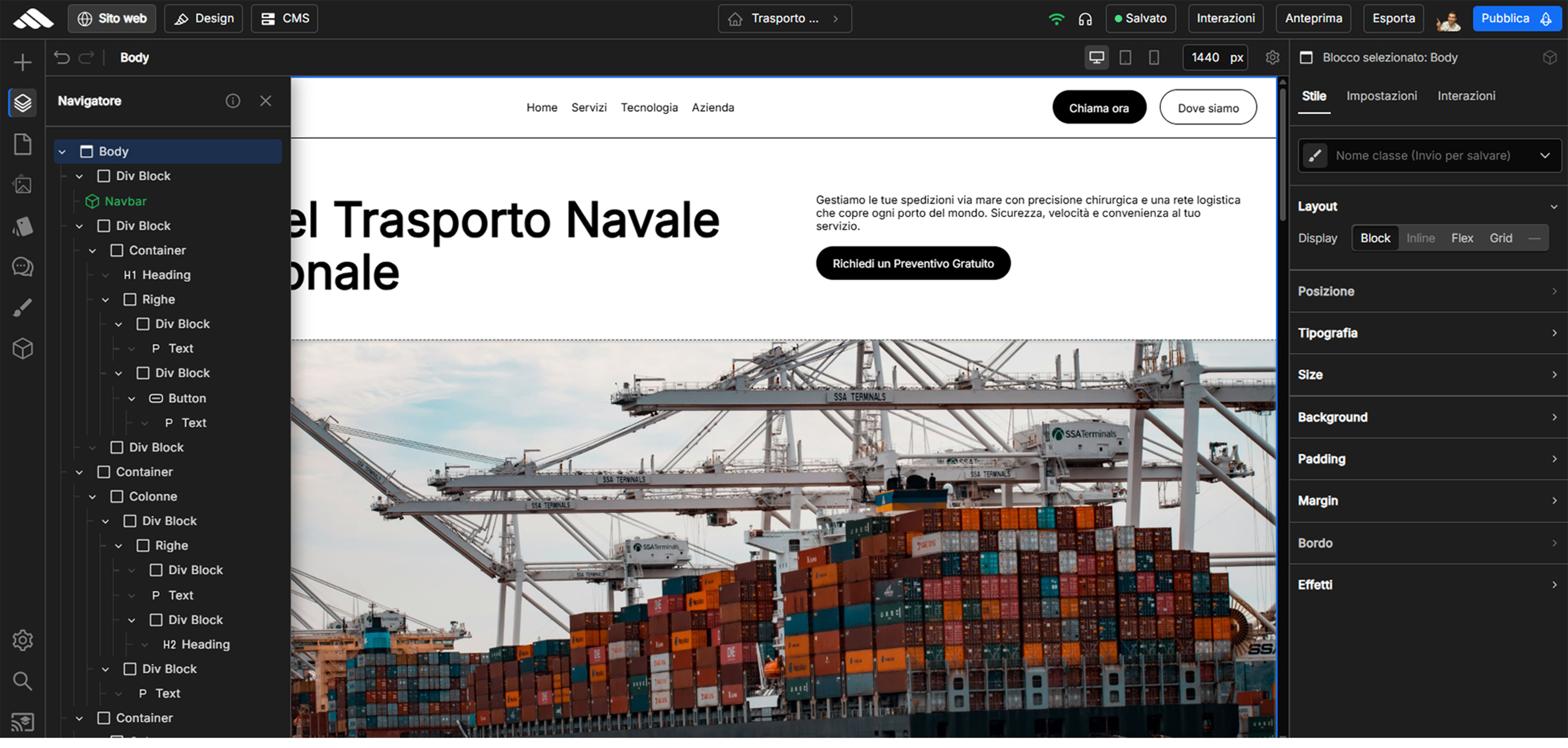 Editor visuale Martini Francesco: anteprima builder (immagine di prova)